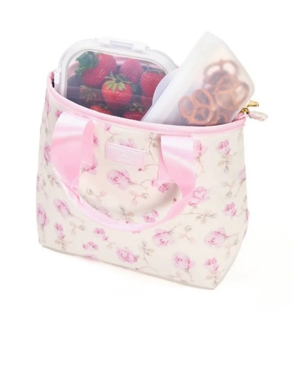 LoveShackFancy X Target Yoobi Ribbon Rosa Lunch Tote Bag Sterling Dusk
